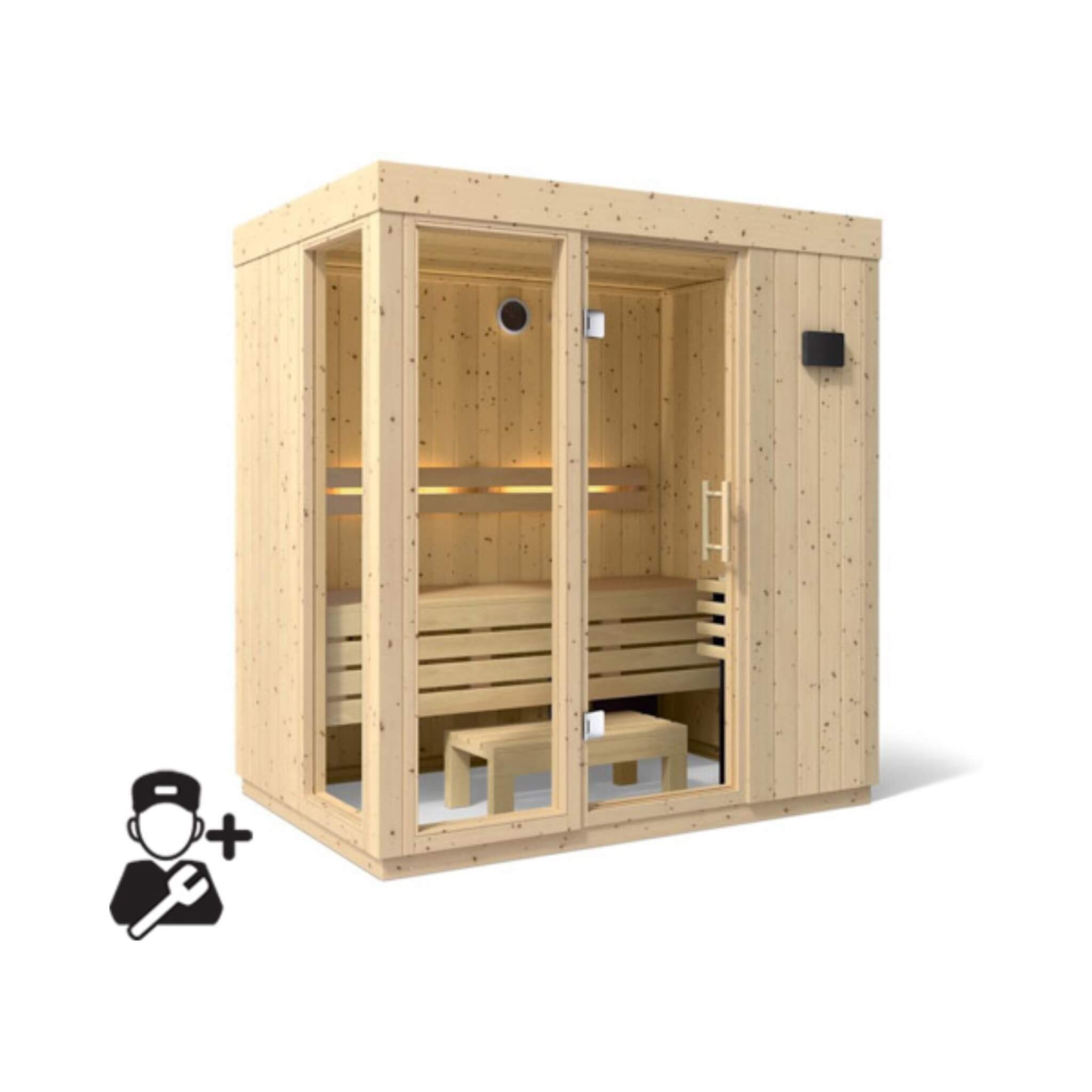Kohler C1 Luxury Indoor Scandinavian Spruce Home Sauna Kit
