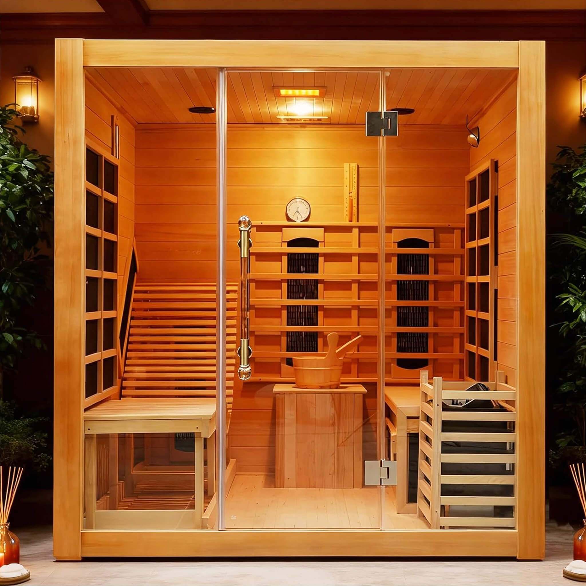 Rövia Oasis 3-Person Indoor Hybrid Sauna Room With Built-In Lounge Chair