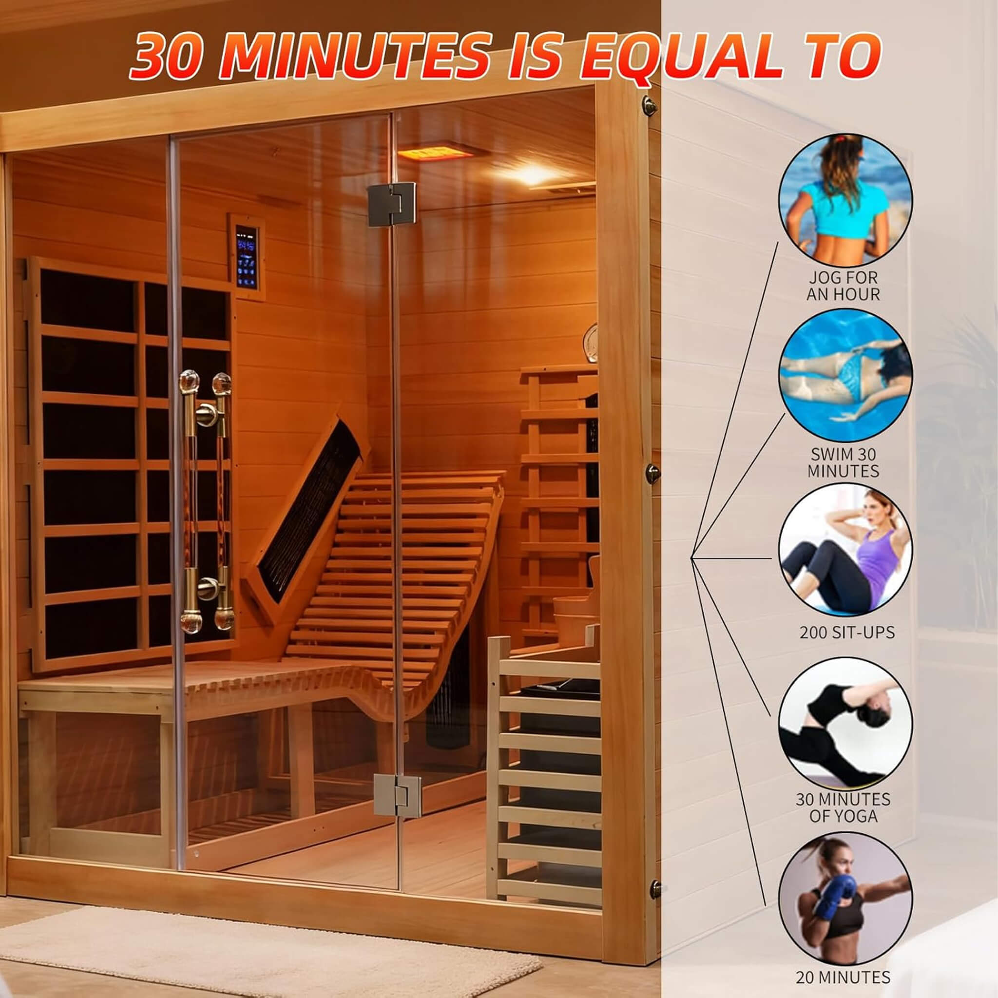 Rövia Oasis 3-Person Indoor Hybrid Sauna Room With Built-In Lounge Chair